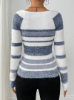 Picture of Women’s Knitted Sweater – Autumn & Winter | Slim Fit, Square Neck & Striped Contrast Design