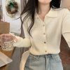 Picture of Women’s Knitted Base Sweater – | Korean Style, Lapel Collar & Long Sleeves