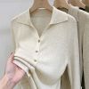 Picture of Women’s Knitted Base Sweater – | Korean Style, Lapel Collar & Long Sleeves