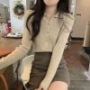 Picture of Women’s Knitted Base Sweater – | Korean Style, Lapel Collar & Long Sleeves