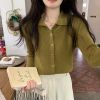 Picture of Women’s Knitted Base Sweater – | Korean Style, Lapel Collar & Long Sleeves