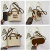 Picture of Women’s Woven Basket Bag – Spring Fashion | Color Block, Bamboo Knot Handle