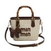 Picture of Women’s Woven Basket Bag – Spring Fashion | Color Block, Bamboo Knot Handle