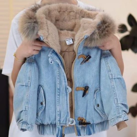 Picture of Children’s Denim Jacket – Winter Style | Hooded, Fleece-Lined, Warm & Stylish