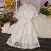 Picture of Women’s Dress – Summer French Retro Style | Hollow Lace, Short Sleeve, Elegant & Feminine