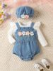 Picture of Baby Girl 2-Piece Set | Corduroy Romper with 3D Flowers & Matching Hat, Sweet & Adorable