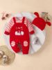 Picture of Baby Outfit Set – Autumn & Winter | Striped Long Sleeve Top + Corduroy Romper + Hat, Cute & Warm