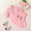 Picture of Baby Girl Dress Jacket – Spring & Autumn | Mesh Splicing, Waist Flower Design, Elegant & Stylish