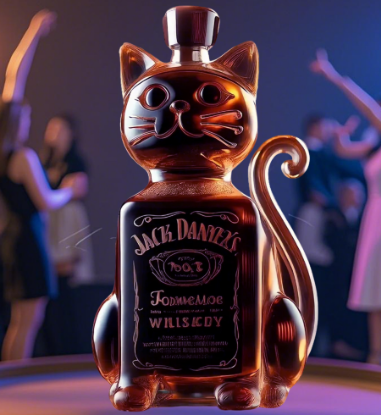 Picture of Cute & Creative Glass Wine Bottle – Cat Whisky Ornament (300ml)
