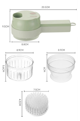 Picture of Multifunctional Vegetable Slicer – Electric Garlic Puree Maker, Capable of Chopping Chili Peppers, Scallions, Slicing Vegetables, and Shredding Ginger and Garlic