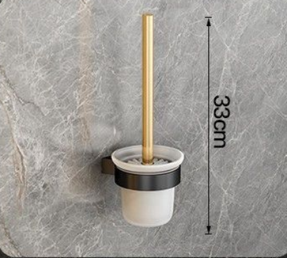 Picture of 5-Piece Bathroom Hardware Set – Black & Gold Shelves, No Drilling Required