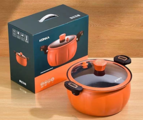 Picture of Household Pumpkin-Shaped Soup Pot – Orange Color for Soup and Congee
