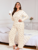 Picture of Large-Size Women’s Pajama Set – Cherry Pattern V-Neck Oversized Home Wear