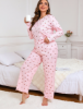 Picture of Large-Size Women’s Pajama Set – Cherry Pattern V-Neck Oversized Home Wear