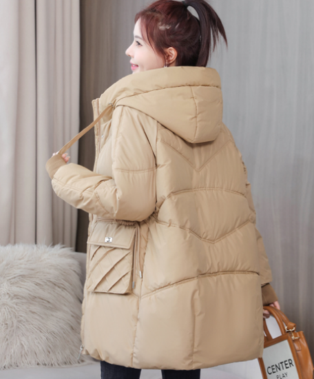 Picture of Women’s Mid-Length Korean-Style Cotton Jacket – Thickened Loose Hooded Winter Coat