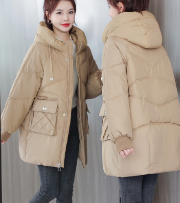Picture of Women’s Mid-Length Korean-Style Cotton Jacket – Thickened Loose Hooded Winter Coat
