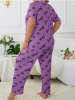 Picture of Women’s Plus-Size Pajama Set – Heart Pattern Round-Neck Short-Sleeve Top & Long Pants