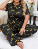 Picture of Women’s Plus-Size Pajama Set – Heart Pattern Round-Neck Short-Sleeve Top & Long Pants