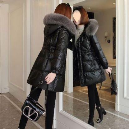 Picture of Women’s Mid-Length Glossy Cotton Jacket – Slim-Fit Thickened Winter Coat