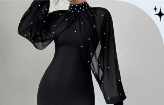 Picture of Women’s Autumn Lace-Up Dress – Slim-Fit Hip-Hugging Patchwork Style