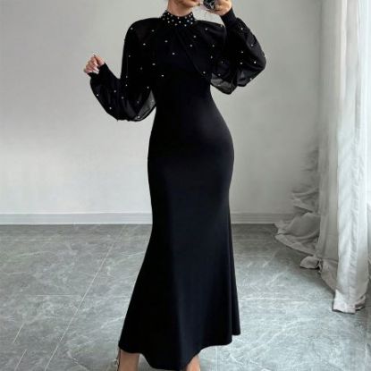 Picture of Women’s Autumn Lace-Up Dress – Slim-Fit Hip-Hugging Patchwork Style