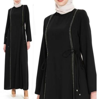 Picture of Women’s Elegant Long Dress – Black Round-Neck Loose Long-Sleeve Style