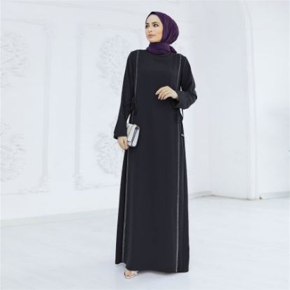 Picture of Women’s Elegant Long Dress – Black Round-Neck Loose Long-Sleeve Style