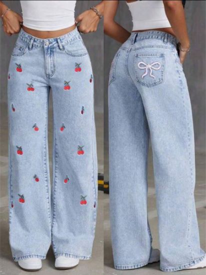 Picture of Women’s Summer Korean-Style Vintage Jeans – Loose Slimming Wide-Leg Floor-Length Pants