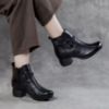 Picture of Women’s Autumn/Winter Cotton Boots – Fleece-Lined Warm Vintage Thick Heel Soft Sole