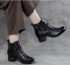 Picture of Women’s Autumn/Winter Short Boots – Lined Leather Shoes with Thick Heels (Middle-Aged Style)