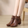 Picture of Women’s Autumn/Winter Short Boots – Lined Leather Shoes with Thick Heels (Middle-Aged Style)