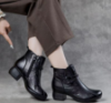 Picture of Women’s Autumn/Winter Short Boots – Lined Leather Shoes with Thick Heels (Middle-Aged Style)