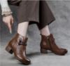 Picture of Women’s Autumn/Winter Short Boots – Lined Leather Shoes with Thick Heels (Middle-Aged Style)
