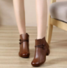 Picture of Women’s Autumn/Winter Short Boots – Lined Leather Shoes with Thick Heels (Middle-Aged Style)