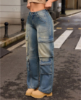 Picture of Heavy-Duty Vintage Retro Washed Street Cargo Jeans – Slim-Fit Straight-Cut Multi-Pocket Work Pants
