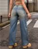 Picture of Heavy-Duty Vintage Retro Washed Street Cargo Jeans – Slim-Fit Straight-Cut Multi-Pocket Work Pants