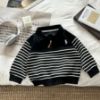 Picture of Children’s Autumn Hoodie – Unisex Zippered Polo Collar Striped Patchwork Long-Sleeve Top