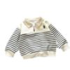 Picture of Children’s Autumn Hoodie – Unisex Zippered Polo Collar Striped Patchwork Long-Sleeve Top