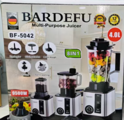 Picture of Stainless Steel High-Power Mixer – Meat Grinder, Ice Crusher & Juicer with Complete Accessories