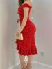 Picture of Women’s Spring/Summer Elegant Dress – One-Shoulder Ruffled Hem Bodycon Style