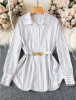 Picture of Women’s Fashion Shirt – Spring/Autumn Casual Loose Single-Breasted with Belt & Hardware Decoration