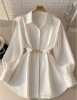Picture of Women’s Fashion Shirt – Spring/Autumn Casual Loose Single-Breasted with Belt & Hardware Decoration