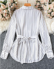 Picture of Women’s Fashion Shirt – Spring/Autumn Casual Loose Single-Breasted with Belt & Hardware Decoration