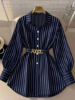 Picture of Women’s long sleeves Shirt –  Casual Loose with Belt