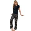 Picture of Women’s Casual Home Wear – Knitted Cotton Round Neck Short-Sleeve Pajama Set with Pants