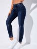 Picture of Women’s Casual Jeans – Tight Fit Washed Blue with Holes, Zipper & Button Closure