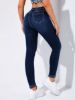 Picture of Women’s Casual Jeans – Tight Fit Washed Blue with Holes, Zipper & Button Closure