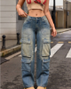Picture of Retro Heavy Industry Jeans – Washed Straight-Leg Hip-Hop Multi-Pocket Work Pants