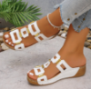 Picture of Women’s Summer Sandals – Metal Hollow Thick-Soled Fish Mouth Wedge Heel Solid Color Plus-Size Slippers