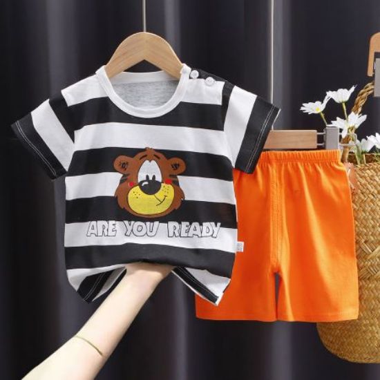 Picture of Children’s Pure Cotton Short-Sleeved Shorts Set with Cartoon Pattern
